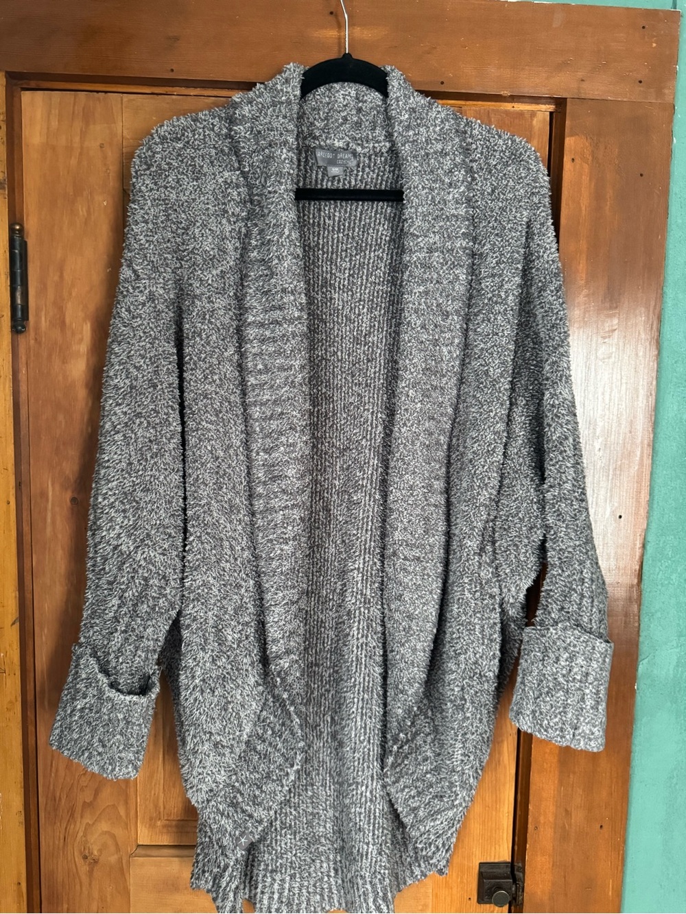 Barefoot Dreams Heather Gray Plush Open-Front Cardigan